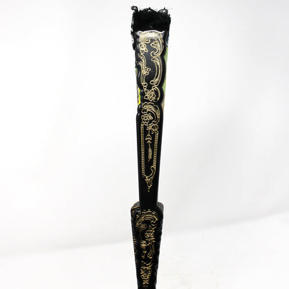 Hand Fan, Spanish Style, Souvenir, Gran Canaria, Canary Islands, Open Cut-Work, Black Lace, Vintage