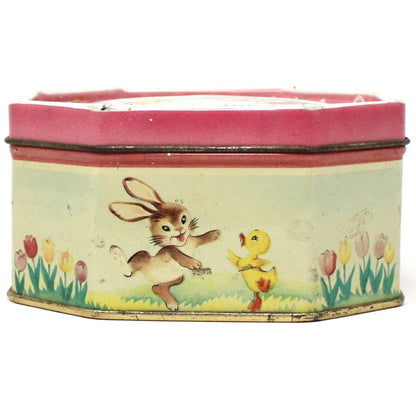 Gift Tin / Candy Tin, Bunny & Chicks with Easter Eggs, Vintage Holland