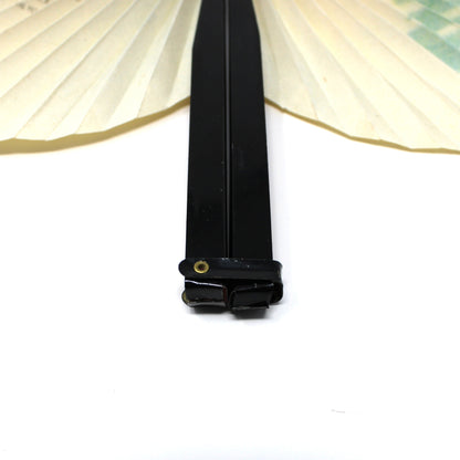 Hand Fan, Cockade Fan, Oriental Landscape Paper, Pinwheel Shape, Folds Flat, Vintage