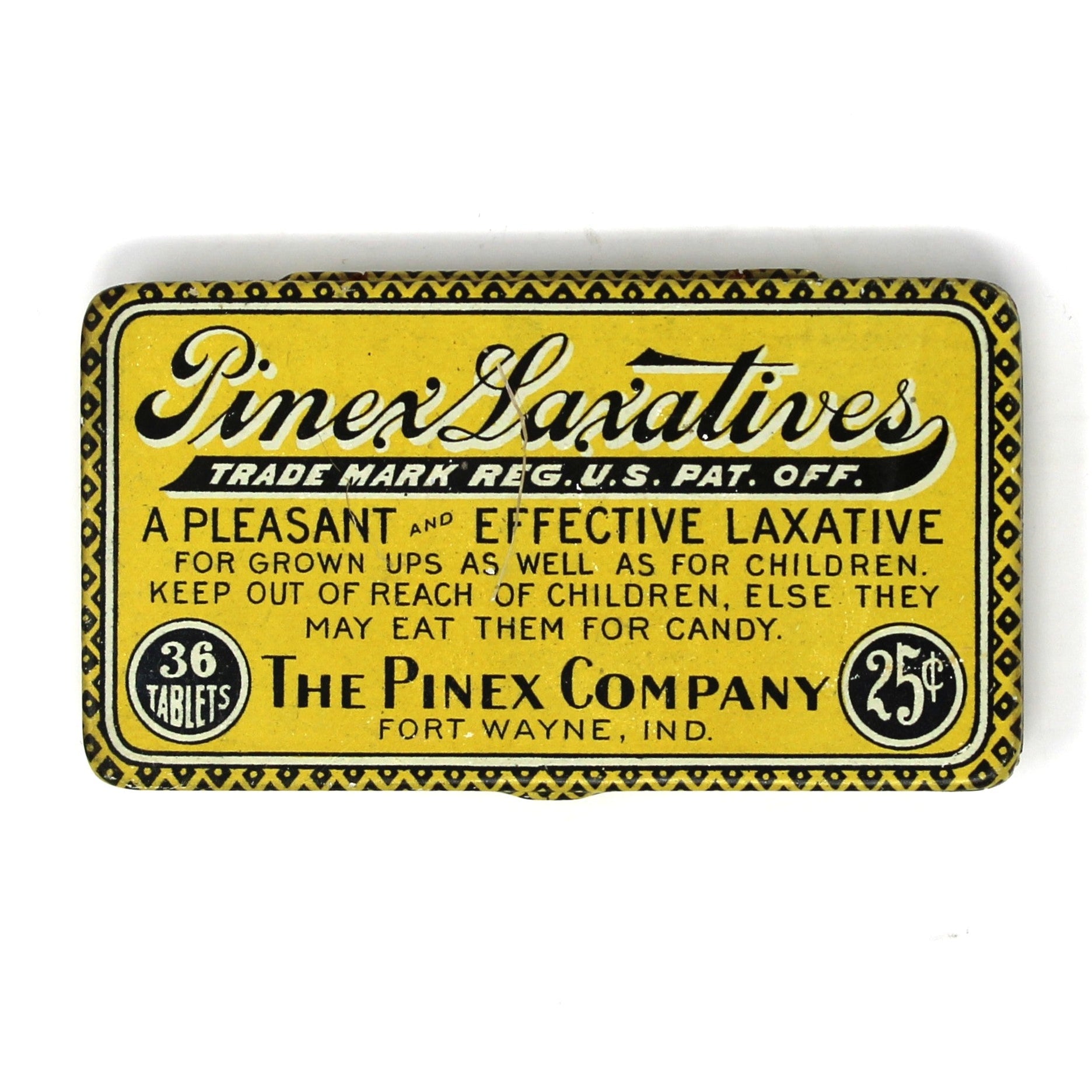 Antique Medicine Tin, Pinex Laxatives NOS, Pinex Company Fort Wayne, IN, Advertisement Collectible, American Pharmaceutical History, Nostalgia