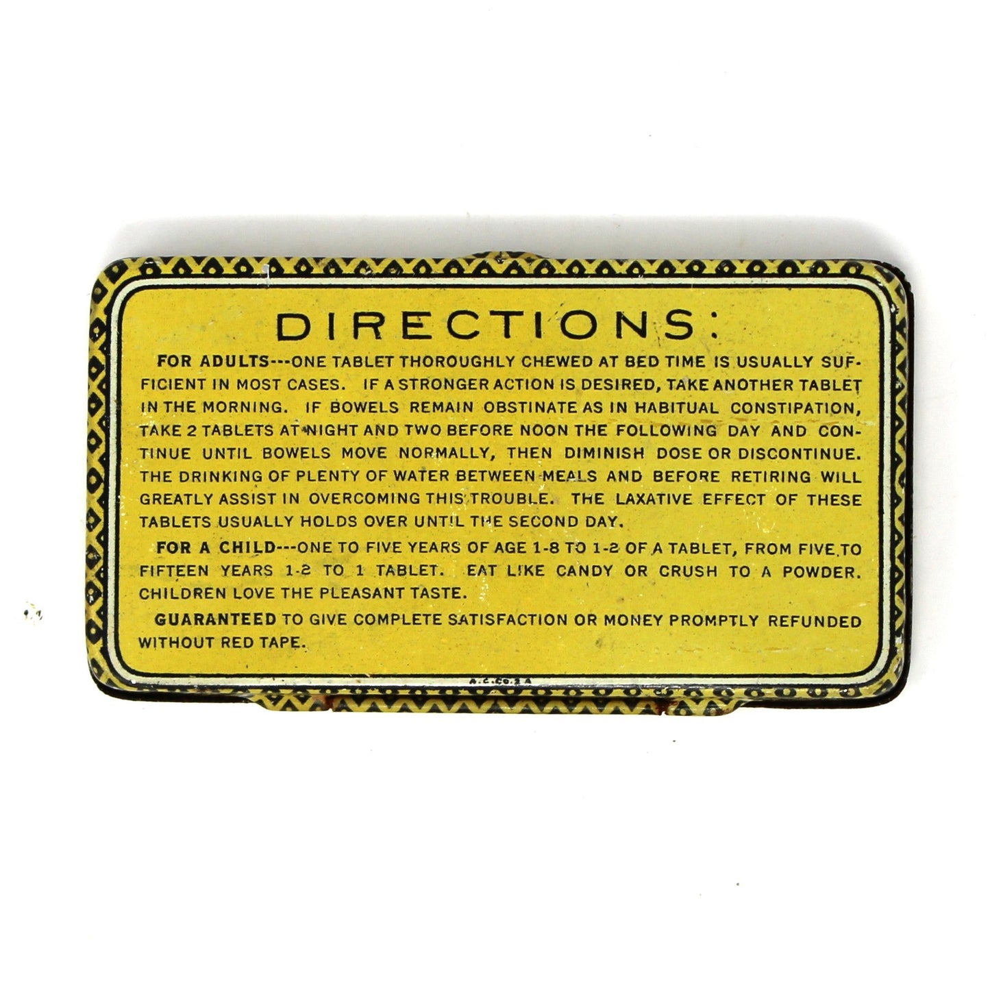 Tin, Medicine, Pill Box, Pinex Laxatives, NOS Advertisement, Antique