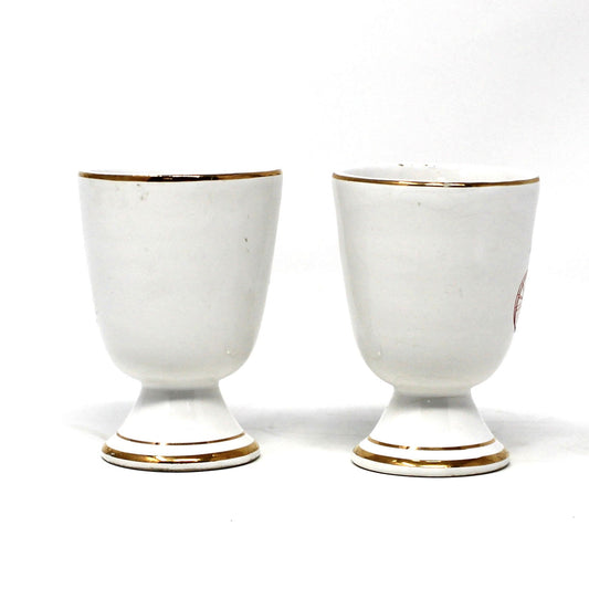 Egg Cups, Porcelaine D'Art, Victorian Horse-Drawn Carriage, Set of 2, Vintage