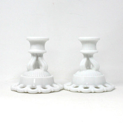 Candle Holders, Westmoreland, Doric Milk Glass, Vintage Set of 2