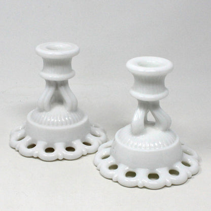 Candle Holders, Westmoreland, Doric Milk Glass, Vintage Set of 2