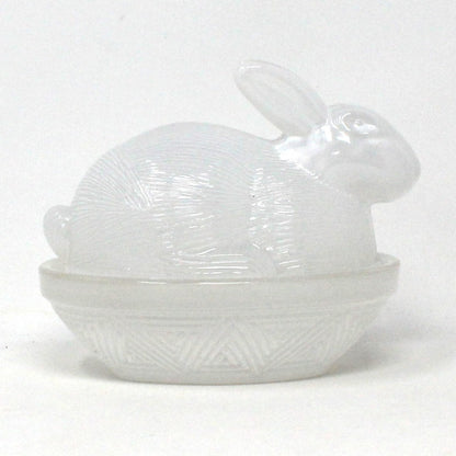 Trinket Box, Figural Bunny Rabbit in Nest, Glass