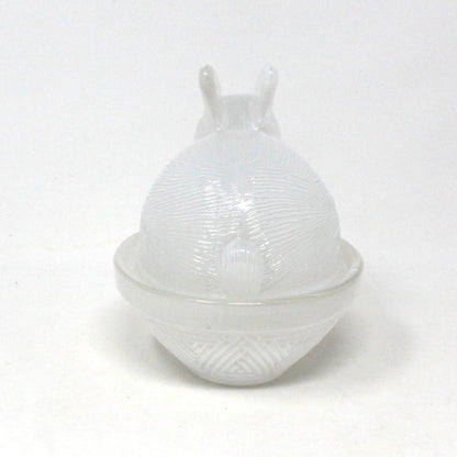 Trinket Box, Figural Bunny Rabbit in Nest, Glass