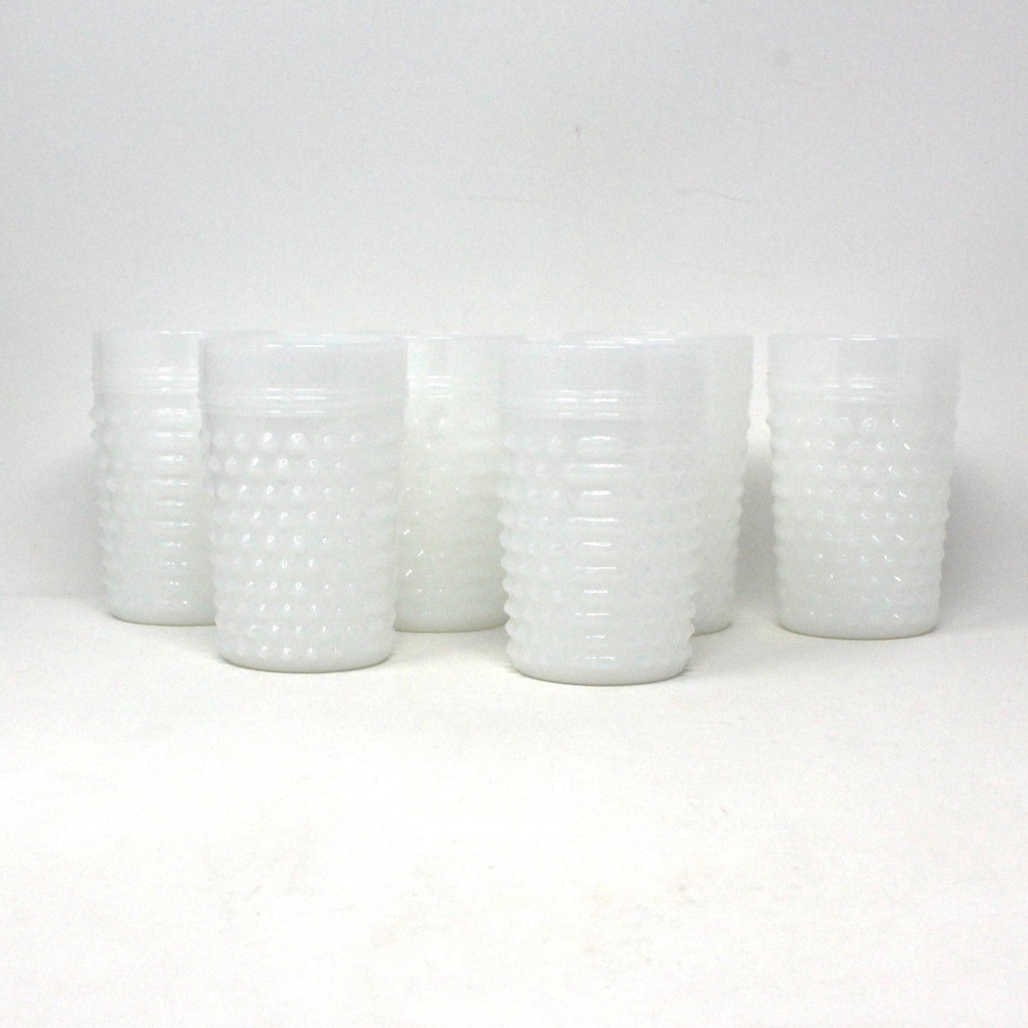 Glass Tumblers, Anchor Hocking, Milk Glass Hobnail, Vintage Set of 6