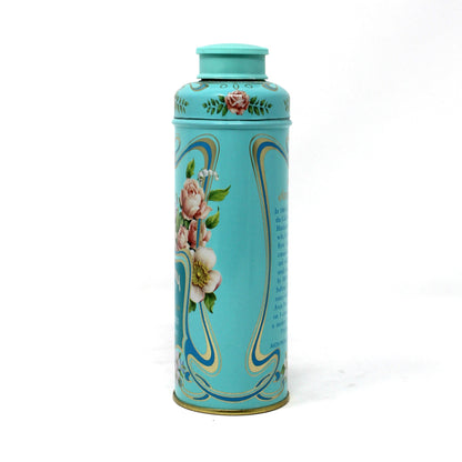 Shaker, Avon, Tin Powder Shaker, California Perfume Co, Anniversary Keepsake Talc, Aqua Floral, Vintage
