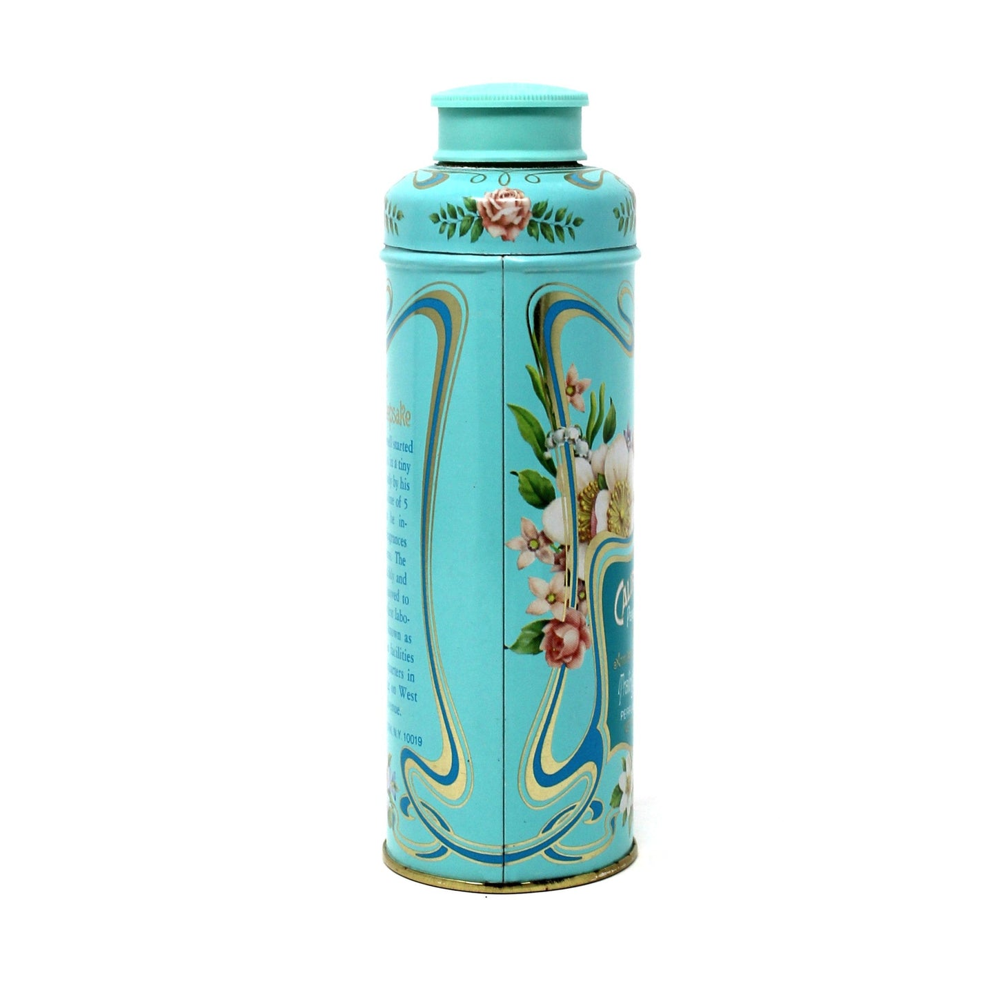 Shaker, Avon, Tin Powder Shaker, California Perfume Co, Anniversary Keepsake Talc, Aqua Floral, Vintage