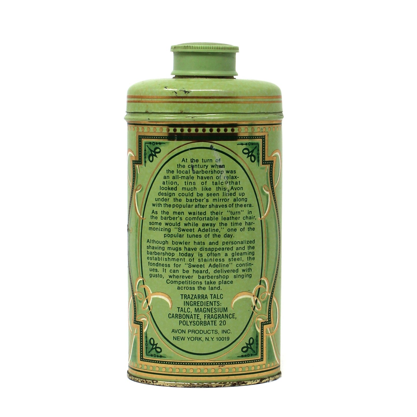 Shaker, Avon, Tin Powder Shaker, Gentlemen's Talc Trazarra Tin , Barbershop, Vintage