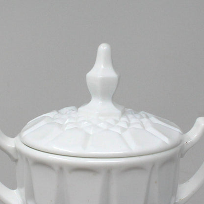 Sugar Bowl with Lid, Tiffin-Franciscan Milk Glass, Betsy Ross Pattern, Vintage