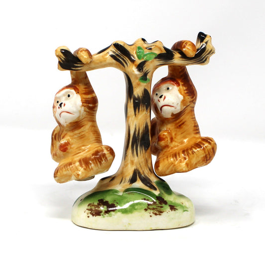 Vintage Salt & Pepper Shakers, Two Monkeys Swinging on a Tree, Mid Century Japan Imports,  Kitsch Kitchen Decor, Collectibles