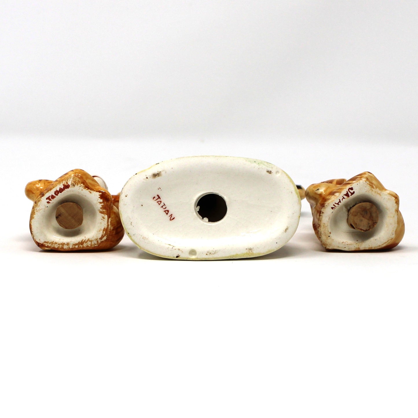 Salt and Pepper Shakers, Monkeys Hanging on Tree, Mid Century Japan Porcelain, Vintage