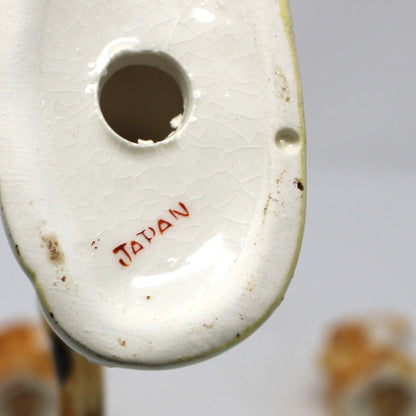 Salt and Pepper Shakers, Monkeys Hanging on Tree, Mid Century Japan Porcelain, Vintage