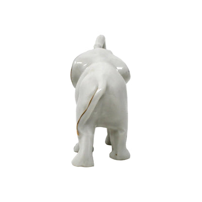 Figurine, Mini Trunk Up Elephant, White & Gold, Japan Porcelain, Vintage, 1970's
