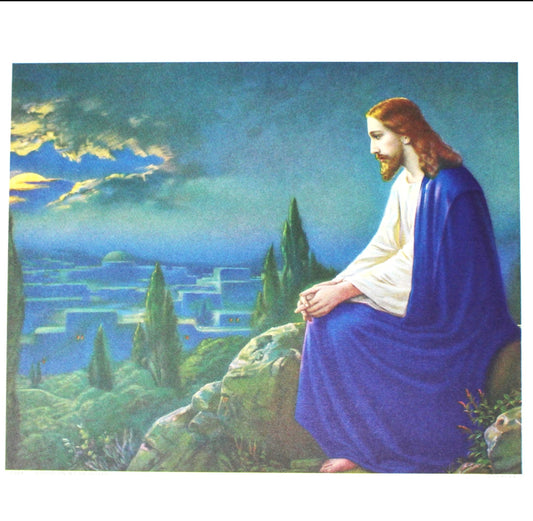 Print, Lithograph, Christ on Mount of Olives, Vintage