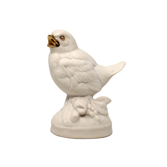 Figurine, Baby Bird On Branch, Bisque Mold, Hand Painted, Vintage, 1976
