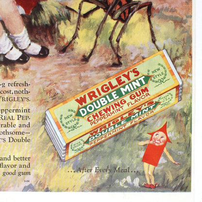 Advertisement, Wrigley's Chewing Gum, Original 1928 Magazine Ad, Miss Muffet, Vintage