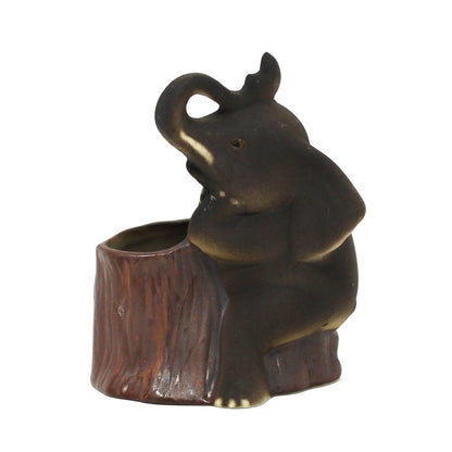 Toothpick Holder, Elephant Trunk Up, Hand Painted Ceramic, Vintage, 1980's