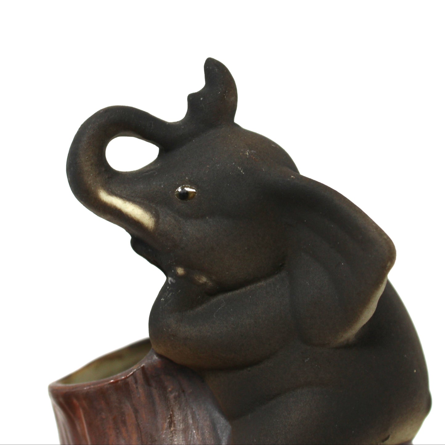 Toothpick Holder, Elephant Trunk Up, Hand Painted Ceramic, Vintage, 1980's