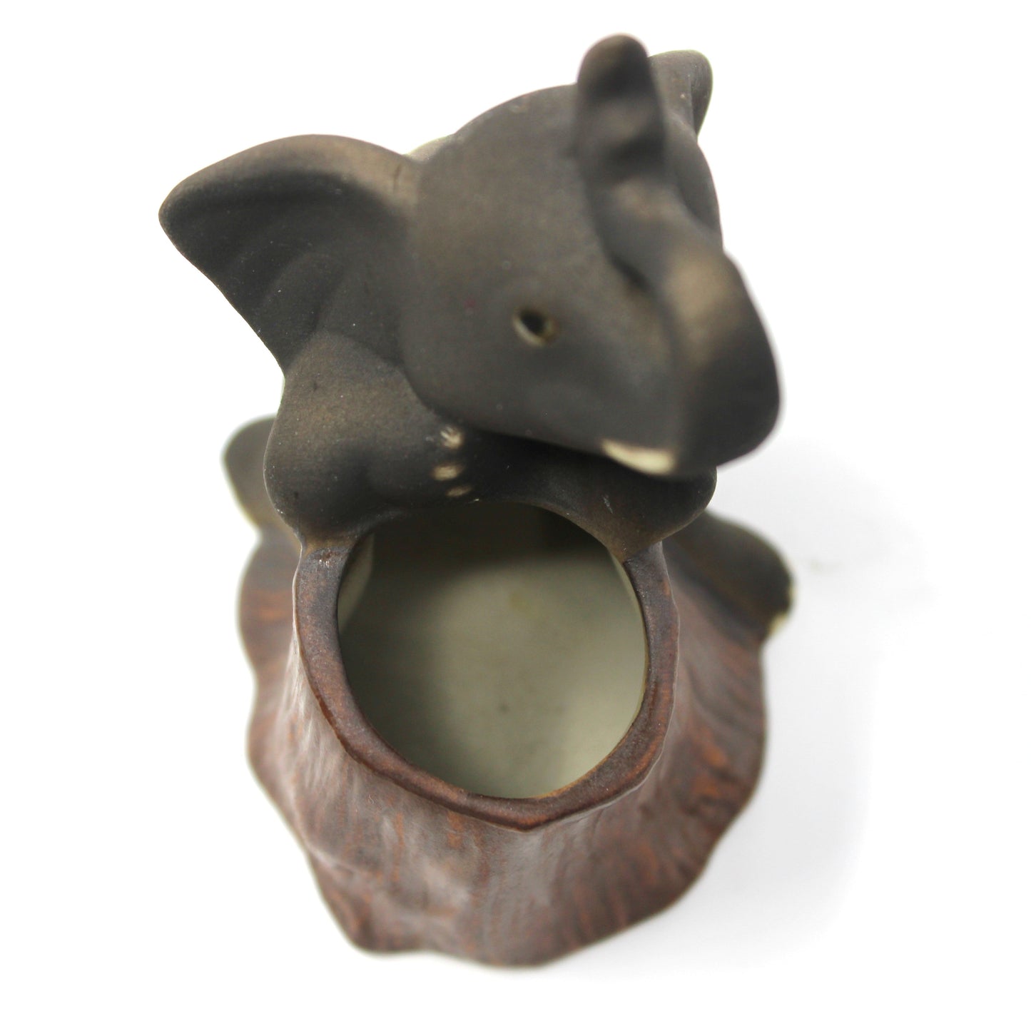 Toothpick Holder, Elephant Trunk Up, Hand Painted Ceramic, Vintage, 1980's