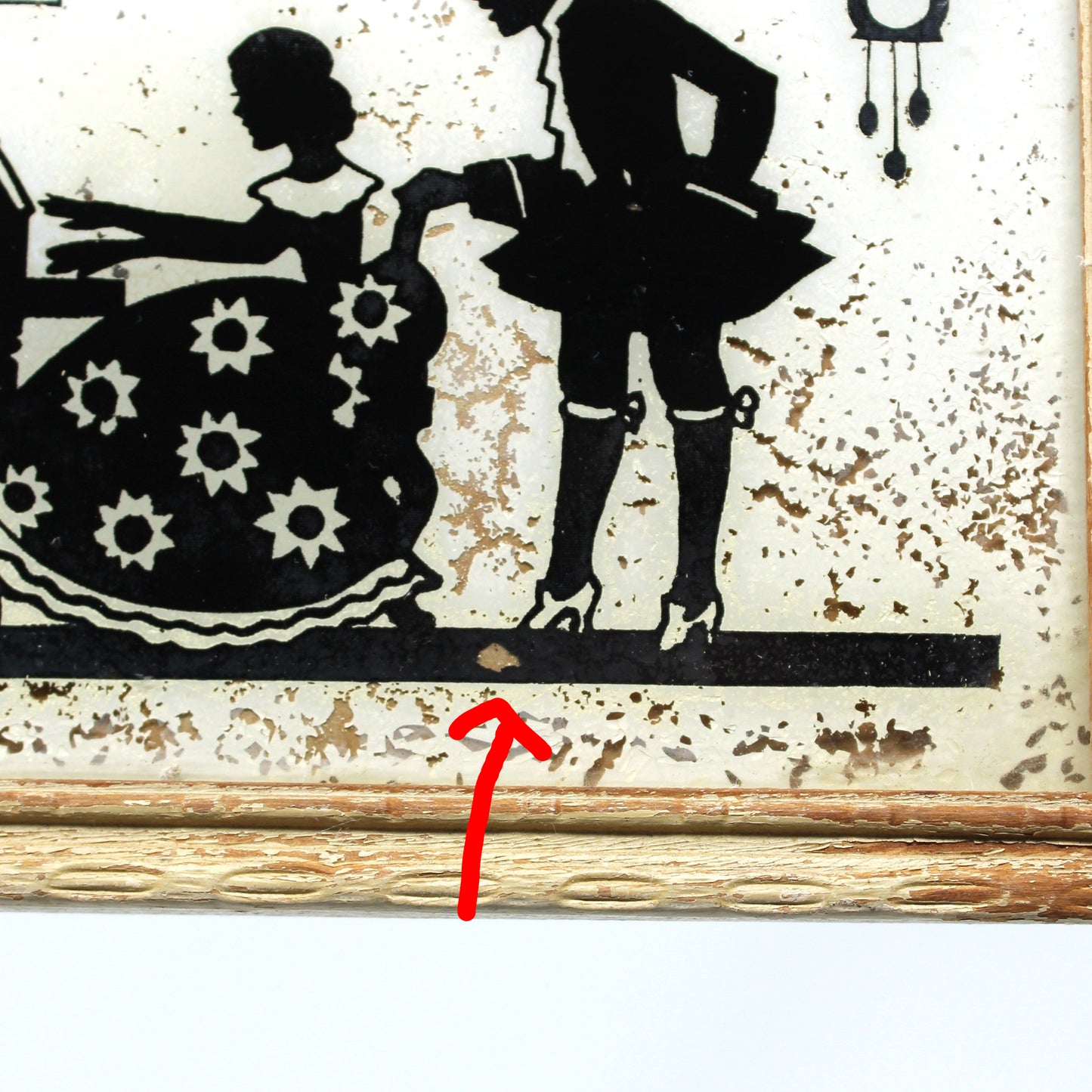 Silhouette, Reverse Painted Glass, Victorian Couple, Woman Playing Piano, Framed, Vintage