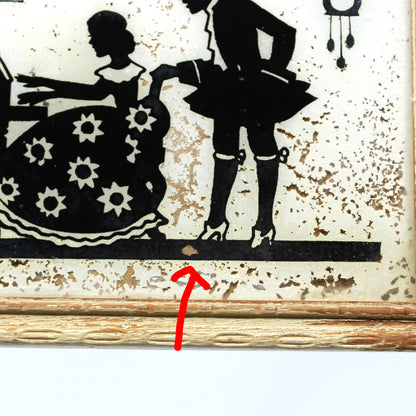 Silhouette, Reverse Painted Glass, Victorian Couple, Woman Playing Piano, Framed, Vintage