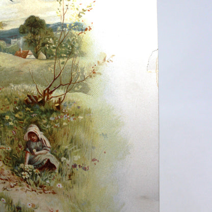 Print, Calendar Page, Fred Hines, Mother & Child Picking Flowers, April, Vintage