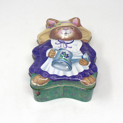 Gift Tin / Candy Tin, SCC, Rabbit Shaped Tin, Bonnet Bunny Easter Tin