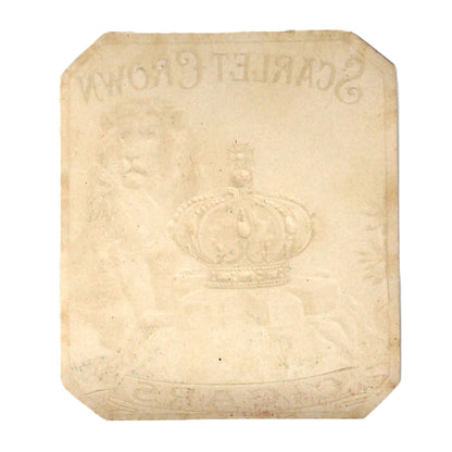 Cigar Box Label, Scarlet Crown Outer Label, Lion & Crown, Original Lithograph, Gilded / Embossed, NOS, 1899, Antique