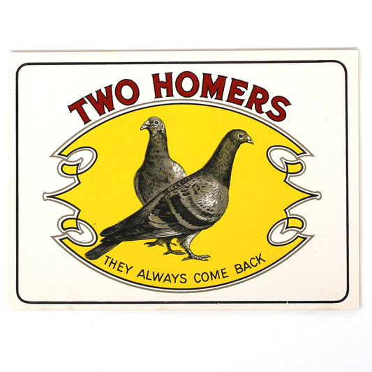 Cigar Box Label, Two Homers Outer Label, Original Lithograph, NOS, 1930's, Vintage