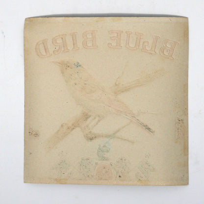 Cigar Box Label, Blue Bird Outer Label, Original Lithograph, Gilded / Embossed, NOS, 1917, Antique