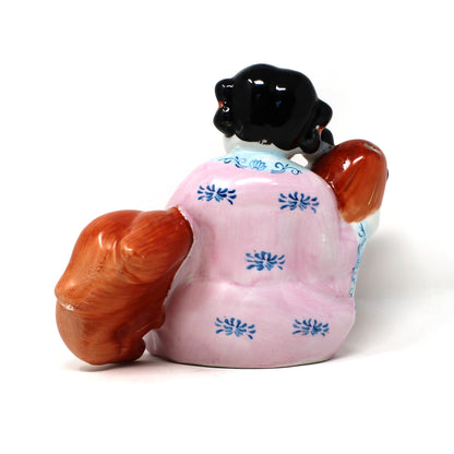 Figurine, Chinese Girl with Koi / Carp Fish Oriental Feng Shui, Lucky Kids, Porcelain, Vintage