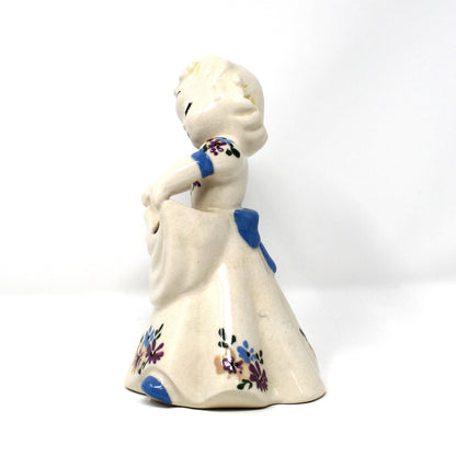 Planter / Vase, DeLee Art Co, Young Girl Floral Gown, Hand Painted California Pottery, Vintage, 1940's