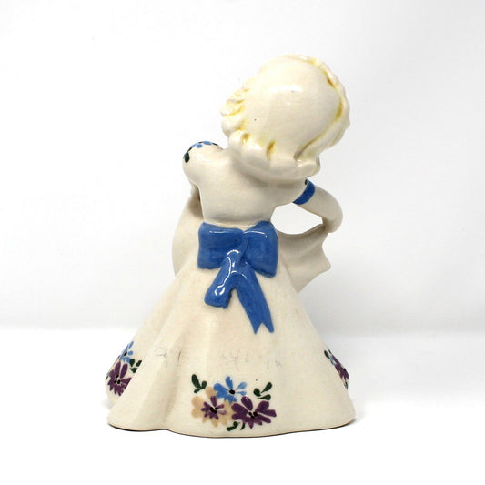 Planter / Vase, DeLee Art Co, Young Girl Floral Gown, Hand Painted California Pottery, Vintage, 1940's