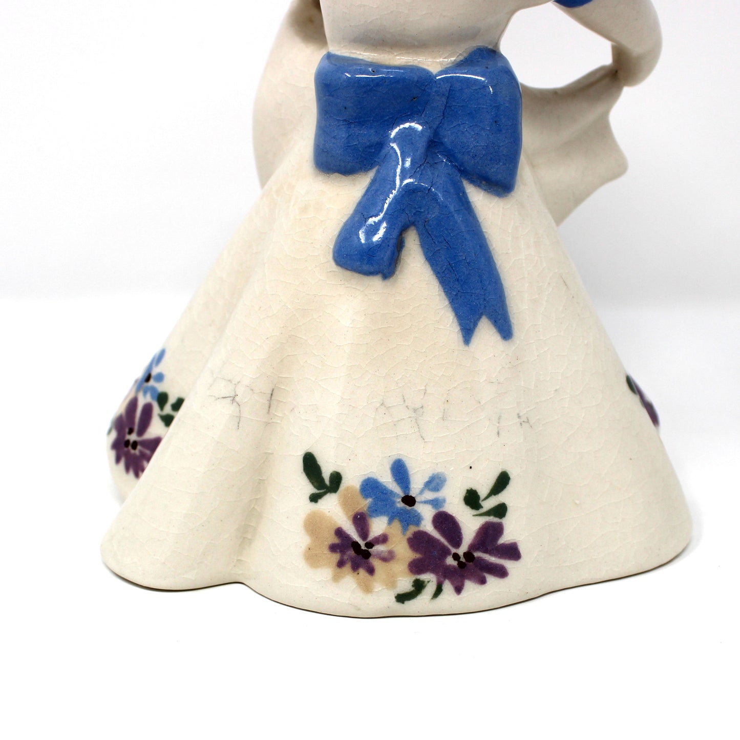 Planter / Vase, DeLee Art Co, Young Girl Floral Gown, Hand Painted California Pottery, Vintage, 1940's