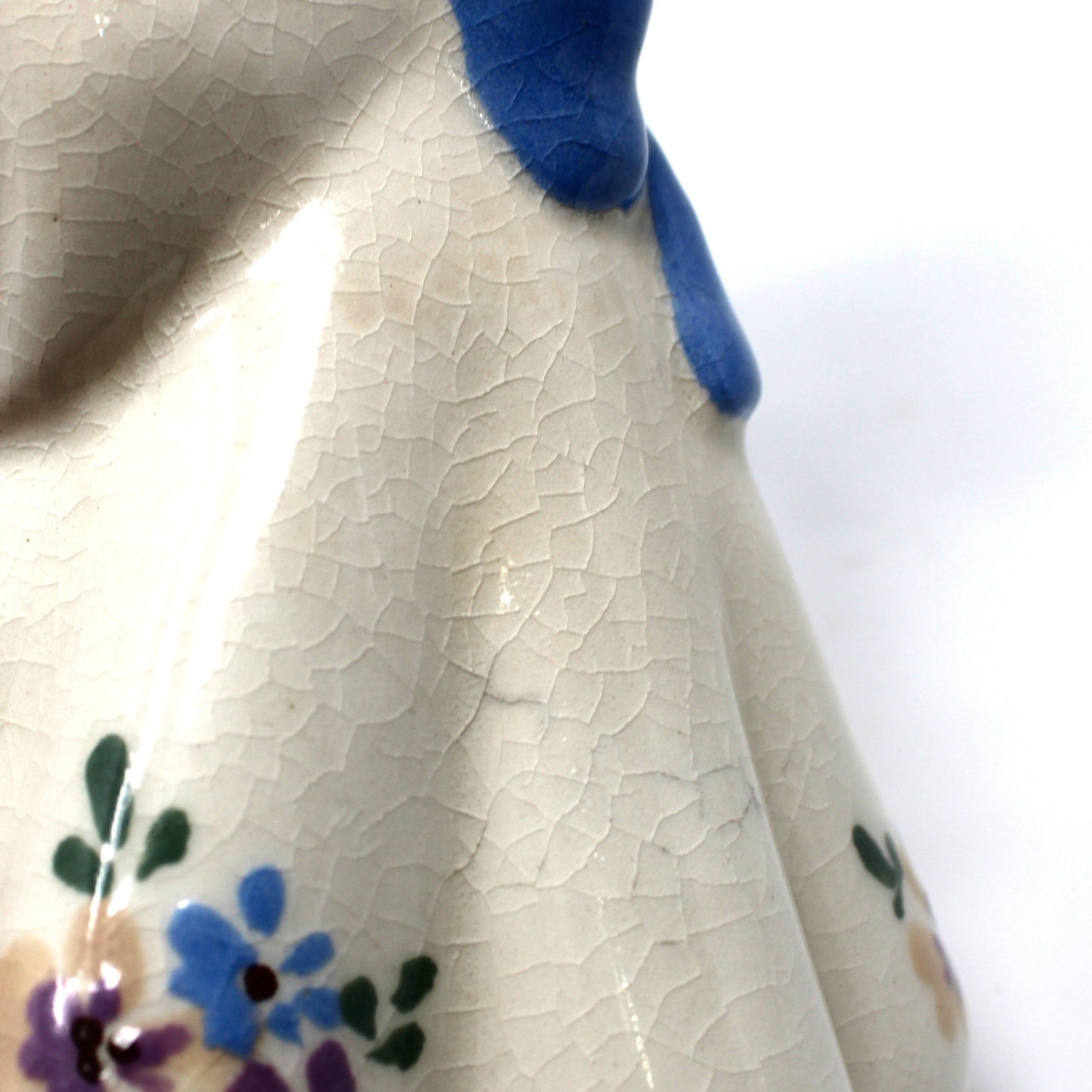 Planter / Vase, DeLee Art Co, Young Girl Floral Gown, Hand Painted California Pottery, Vintage, 1940's