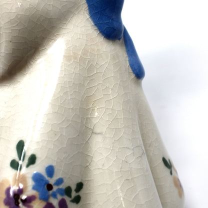 Planter / Vase, DeLee Art Co, Young Girl Floral Gown, Hand Painted California Pottery, Vintage, 1940's