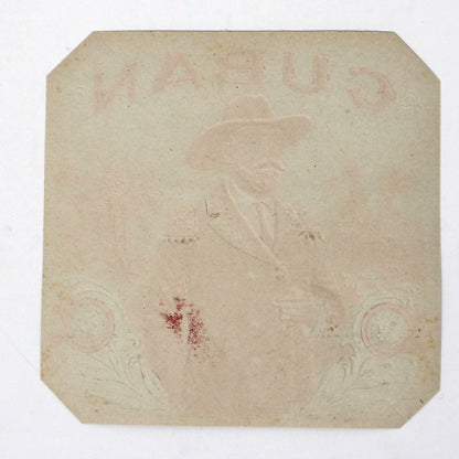 Cigar Box Label, Outer Label, Original Lithograph, Cuban Gentleman at Tobacco Plantation, Gilded / Embossed, NOS, 1900's Antique