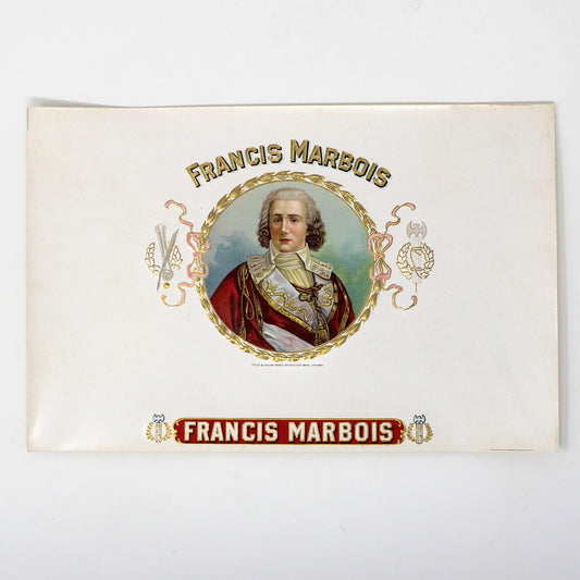 Cigar Box Label, Inner Label, Original Lithograph, Francis Marbois, Gilded / Embossed, NOS, 1900s, Antique