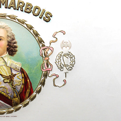 Cigar Box Label, Inner Label, Original Lithograph, Francis Marbois, Gilded / Embossed, NOS, 1900s, Antique