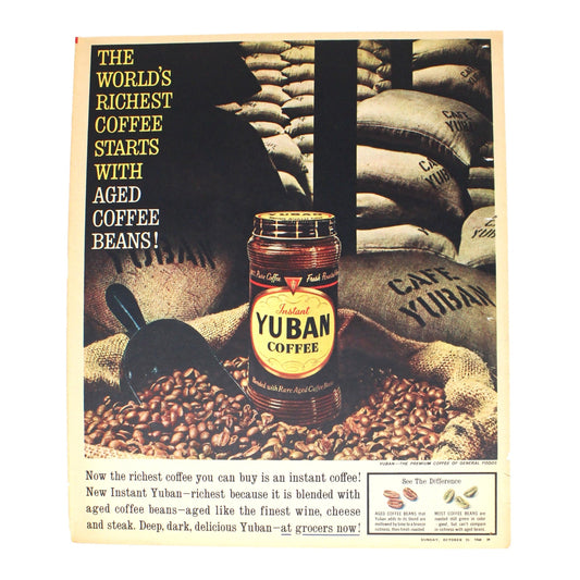 Advertisement, Yuban Instant Coffee, Original 1960 Magazine Ad, Vintage