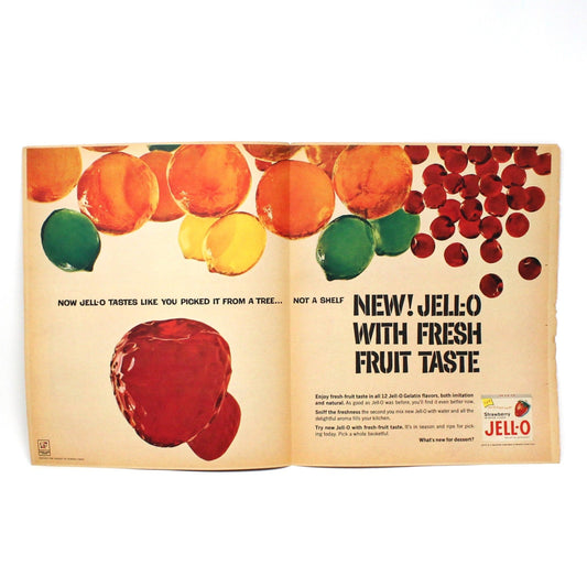 Advertisement, Jello JELL-O 1962, Double Page Original Magazine Ad, Vintage