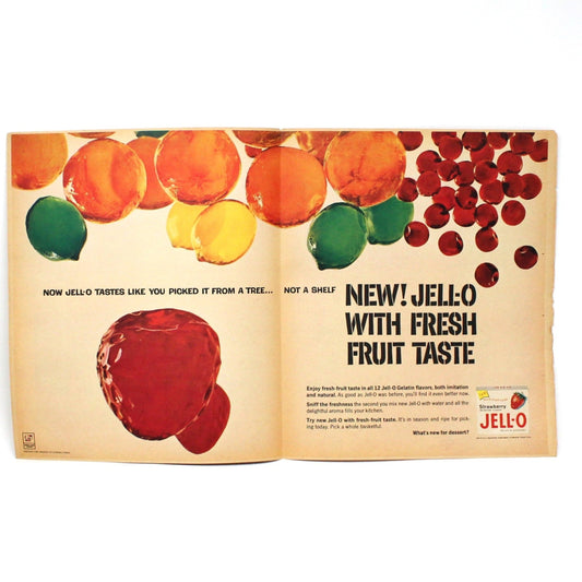 Advertisement, Jello JELL-O 1962, Double Page Original Magazine Ad, Vintage