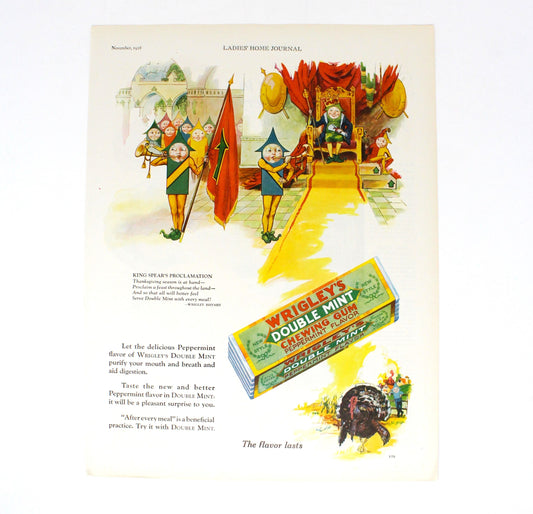 Advertisement, Wrigley's Chewing Gum, Original 1928 Magazine Ad, King Spear, Vintage Ladies Home Journal