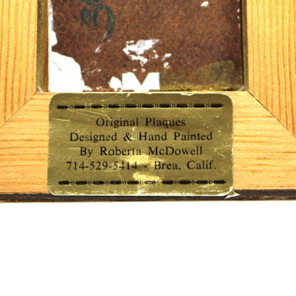 Painting, Roberta McDowell, Original Plaque, Blue Bird, Wood Framed, Vintage 1970's