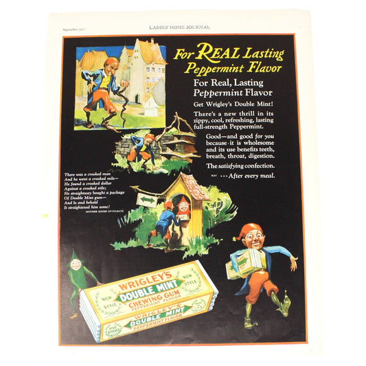 Advertisement, Wrigley's Chewing Gum, Original 1927 Magazine Ad, Mother Goose, Vintage Ladies Home Journal