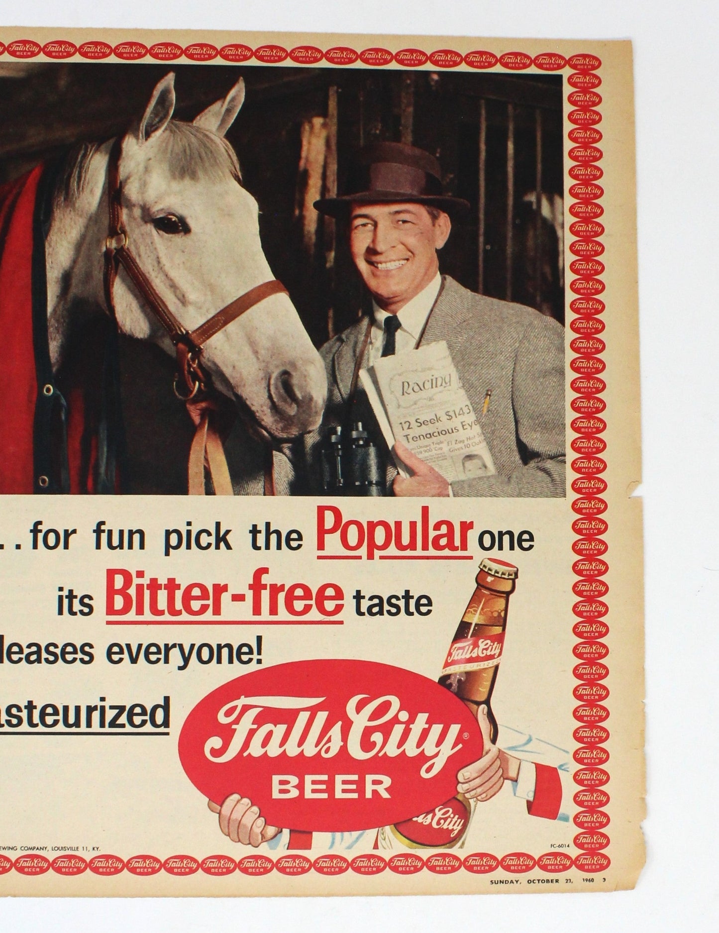 Advertisement, Falls City Beer, 1960, Original Magazine Ad, Vintage