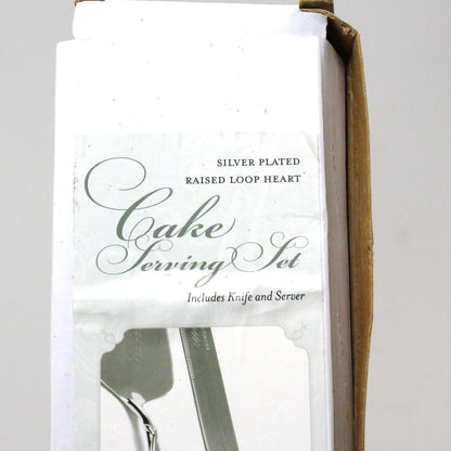 Cake Serving Set, Weddingstar, Graceful Heart Raised Loop Heart, Cake Knife & Lifter, Silver-Plated Handles, In Box