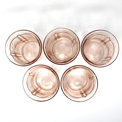 Glasses, Tumbler, MacBeth-Evans, American Sweetheart, Pink Depression Glass, 10oz, Set of 5, Vintage